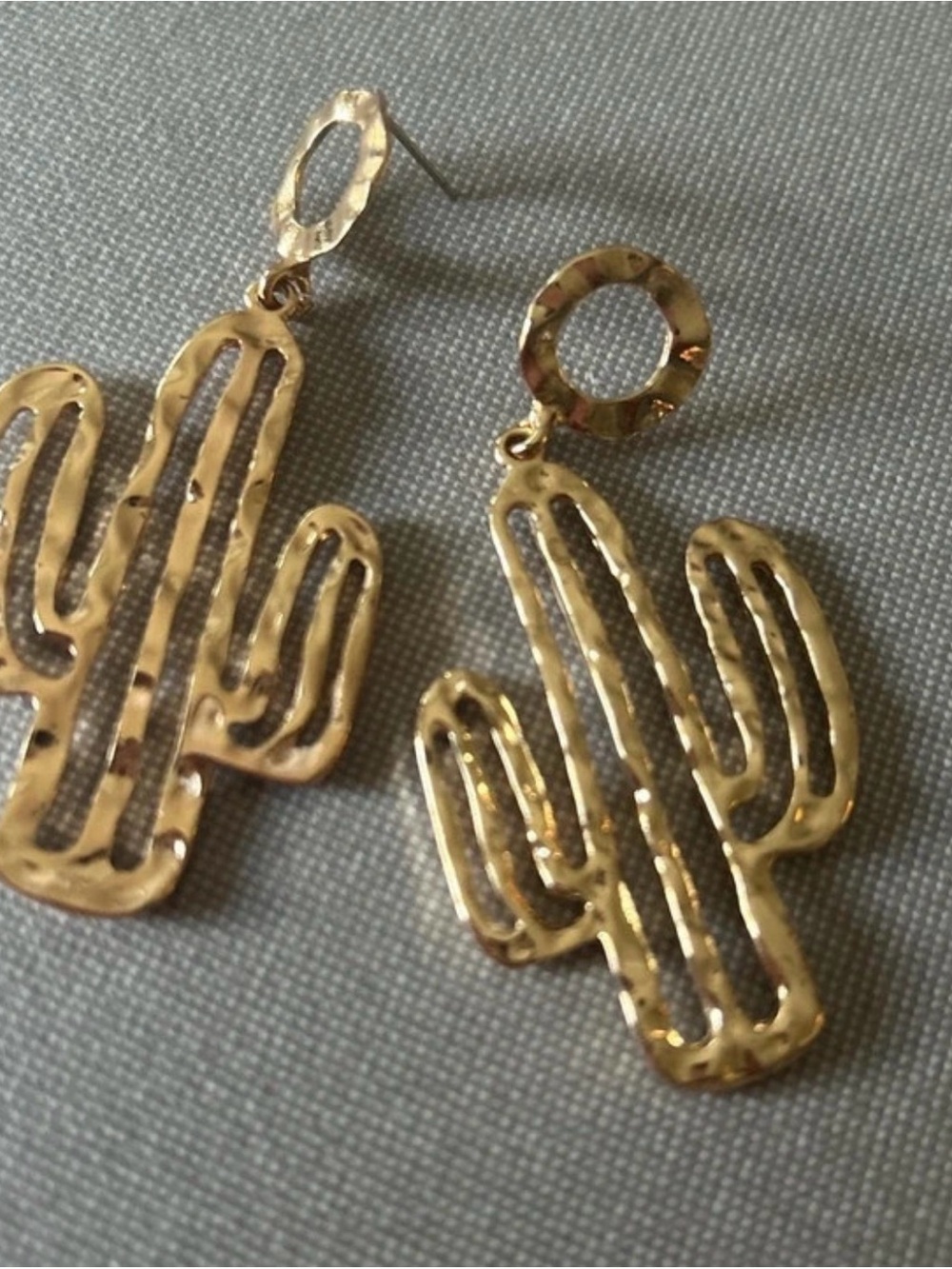 Gold Cactus Dangle Earrings for Women